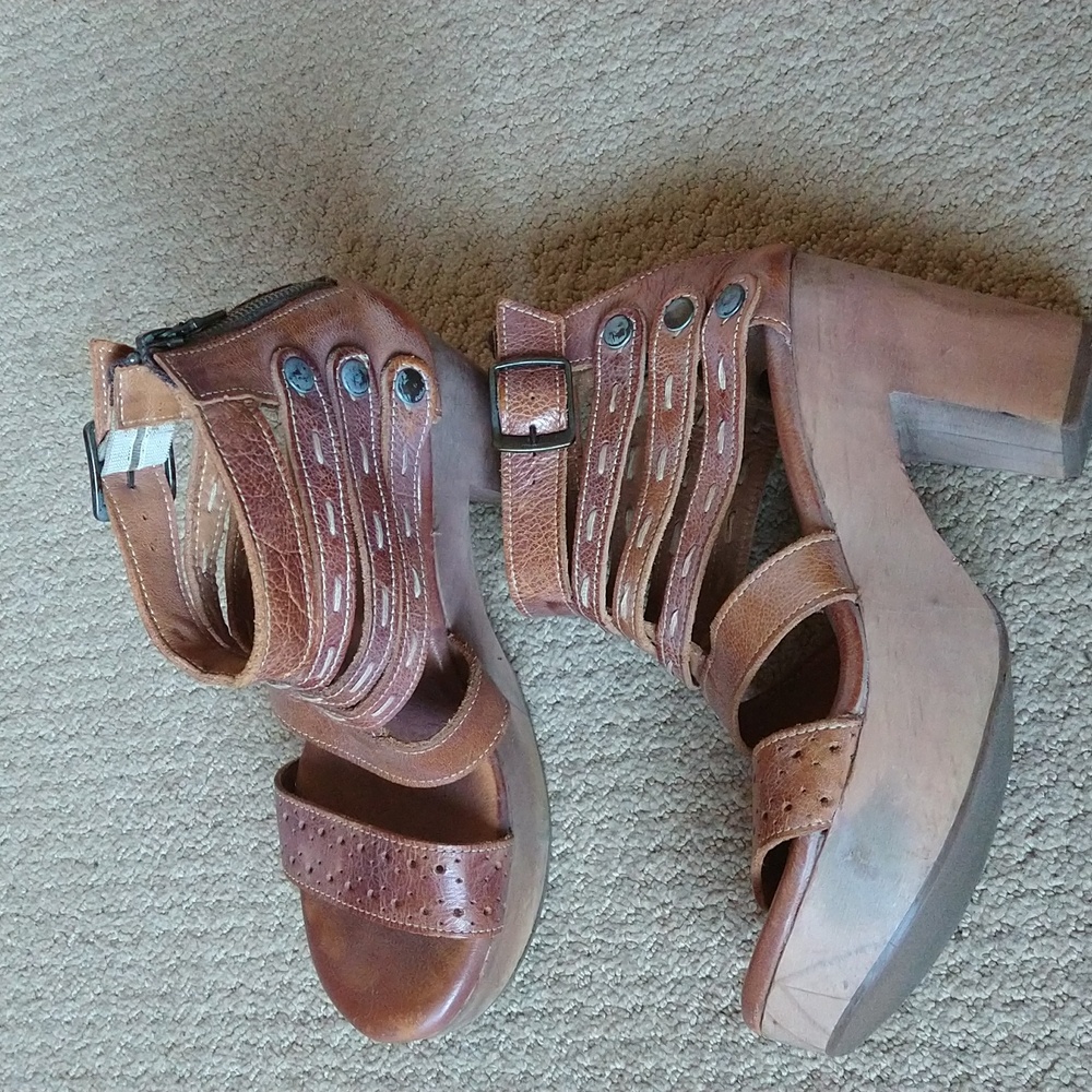 Bed/Stu Chunky Wooden Heel Sandals Size 7 - Picture 3 of 8